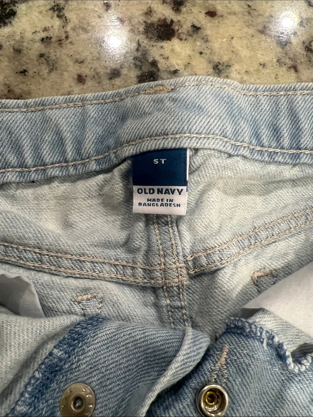 Old Navy Light Wash Denim Shorts with Red, White & Blue Buttons